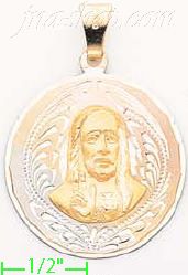 14K Gold Jesus Sacred Heart 3Color Engraved Charm Pendant - Click Image to Close