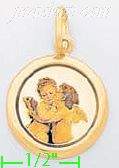 14K Gold Angels Picture Charm Pendant - Click Image to Close