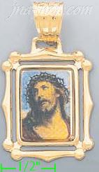 14K Gold Jesus Christ Picture Charm Pendant - Click Image to Close