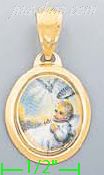 14K Gold Baby Jesus & Holy Spirit Dove Picture Charm Pendant - Click Image to Close