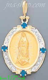 14K Gold Virgin of Guadalupe Onyx Charm Pendant - Click Image to Close