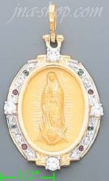 14K Gold Virgin of Guadalupe Onyx Charm Pendant - Click Image to Close