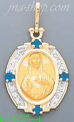 14K Gold Sacred Heart of Jesus Onyx Charm Pendant - Click Image to Close