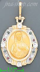 14K Gold Sacred Heart of Jesus Onyx Charm Pendant - Click Image to Close