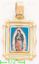 14K Gold Virgin of Guadalupe Picture Charm Pendant - Click Image to Close