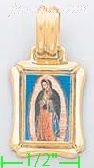 14K Gold Virgin of Guadalupe Picture Charm Pendant - Click Image to Close