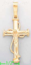 14K Gold Crucifix Italian Cross Charm Pendant - Click Image to Close