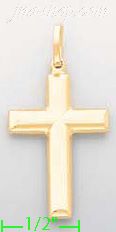 14K Gold Italian Cross Charm Pendant - Click Image to Close