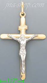 14K Gold Crucifix Italian Cross Charm Pendant - Click Image to Close