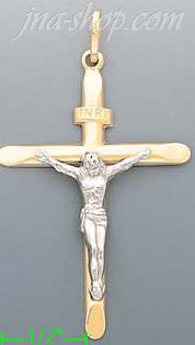 14K Gold Crucifix Italian Cross Charm Pendant - Click Image to Close