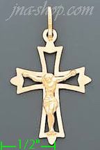 14K Gold Crucifix Italian Cross Charm Pendant - Click Image to Close