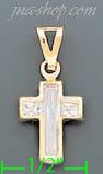 14K Gold Italian Cross Charm Pendant - Click Image to Close