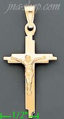 14K Gold Crucifix Italian Cross Charm Pendant - Click Image to Close