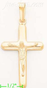 14K Gold Crucifix Italian Cross Charm Pendant - Click Image to Close