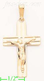 14K Gold Crucifix Italian Cross Charm Pendant - Click Image to Close