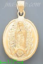 14K Gold Virgin of Guadalupe Hollow Charm Pendant - Click Image to Close