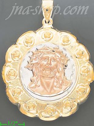 14K Gold Jesus Christ Hollow Charm Pendant - Click Image to Close