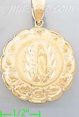 14K Gold Virgin of Guadalupe Hollow Charm Pendant - Click Image to Close