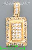 14K Gold CZ Rectangular Assorted Charm Pendant - Click Image to Close