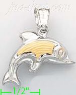 14K Gold Dolphin Assorted Charm Pendant - Click Image to Close