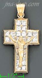 14K Gold Crucifix Multi CZ Cross Charm Pendant - Click Image to Close