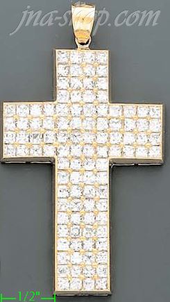 14K Gold Multi CZ Cross Charm Pendant - Click Image to Close