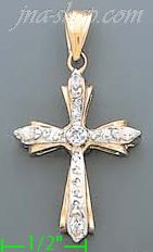 14K Gold Cross Charm Pendant - Click Image to Close