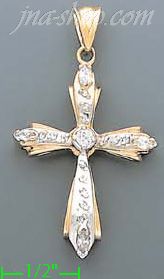 14K Gold Cross Charm Pendant - Click Image to Close