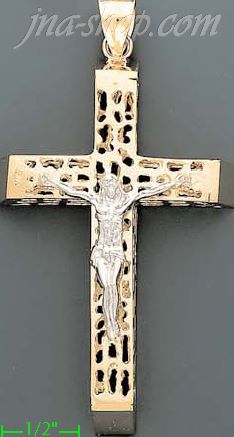 14K Gold Crucifix Cross Charm Pendant - Click Image to Close