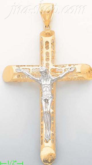 14K Gold Crucifix Cross Charm Pendant - Click Image to Close