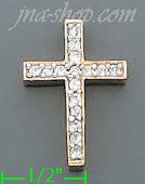 14K Gold CZ Cross Charm Pendant - Click Image to Close