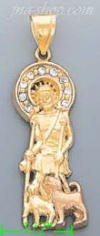 14K Gold Saint Lazarus CZ Charm Pendant - Click Image to Close