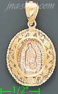 14K Gold Virgin of Guadalupe CZ Charm Pendant - Click Image to Close