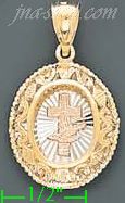 14K Gold Cross & Holy Spirit Dove CZ Charm Pendant - Click Image to Close