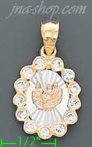 14K Gold Baptism CZ Charm Pendant - Click Image to Close