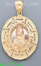 14K Gold Virgin Mary CZ Charm Pendant - Click Image to Close