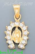14K Gold Virgin of Guadalupe CZ Charm Pendant - Click Image to Close