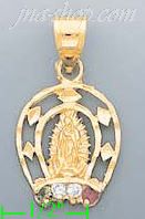 14K Gold Virgin of Guadalupe CZ Charm Pendant - Click Image to Close