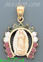 14K Gold Virgin of Guadalupe CZ Charm Pendant - Click Image to Close