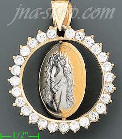 14K Gold Jesus Christ CZ Charm Pendant - Click Image to Close