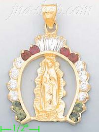 14K Gold Virgin of Guadalupe CZ Charm Pendant - Click Image to Close