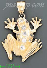 14K Gold Frog CZ Charm Pendant - Click Image to Close