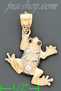 14K Gold Frog CZ Charm Pendant - Click Image to Close