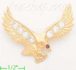 14K Gold Striking Eagle CZ Charm Pendant - Click Image to Close