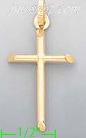 14K Gold Tubular Cross Charm Pendant - Click Image to Close