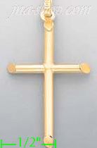 14K Gold Tubular Cross Charm Pendant - Click Image to Close