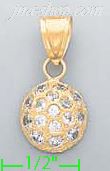 14K Gold Half Ball CZ Charm Pendant - Click Image to Close