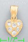 14K Gold Heart CZ Charm Pendant - Click Image to Close