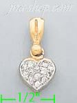 14K Gold Heart CZ Charm Pendant - Click Image to Close