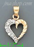 14K Gold Open Heart CZ Charm Pendant - Click Image to Close